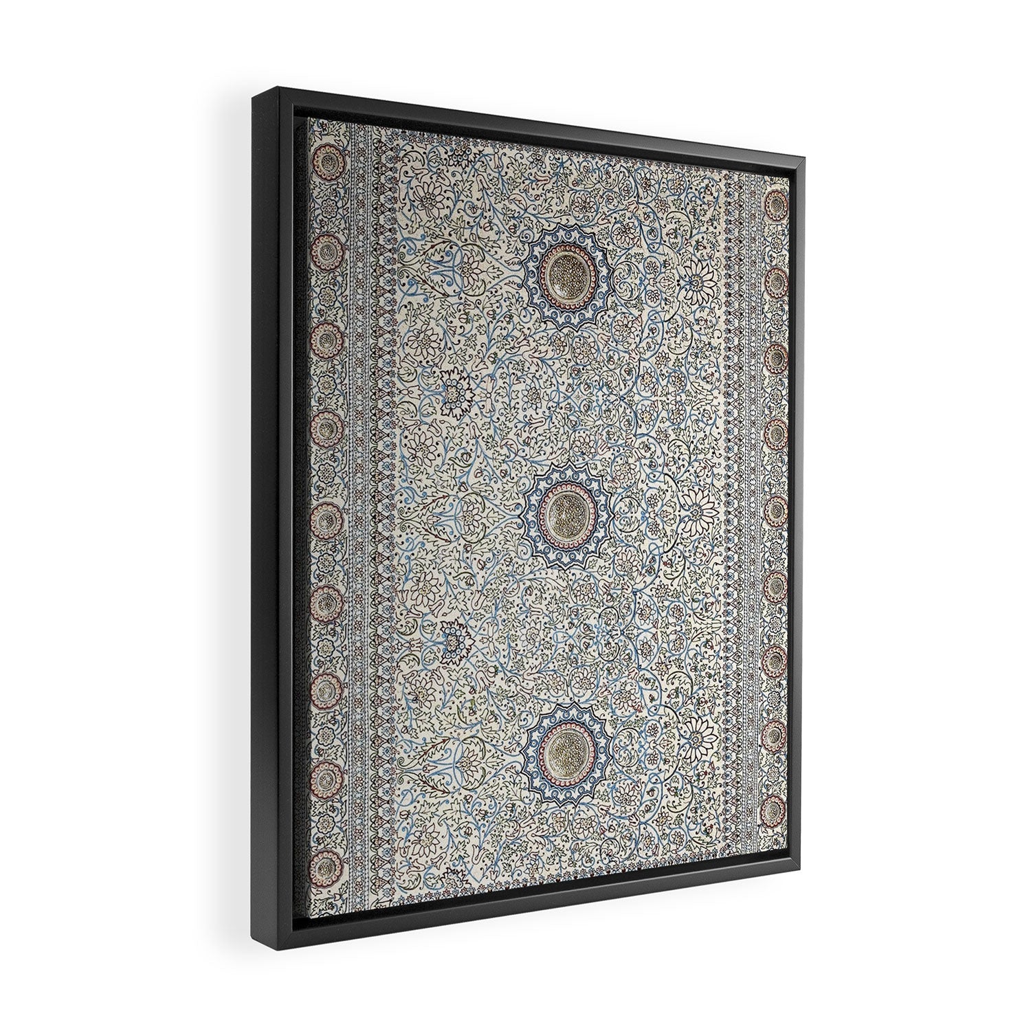 Antique Persian Cream Blue Pearl Carpet Framed Canvas Print Gallery Image 2