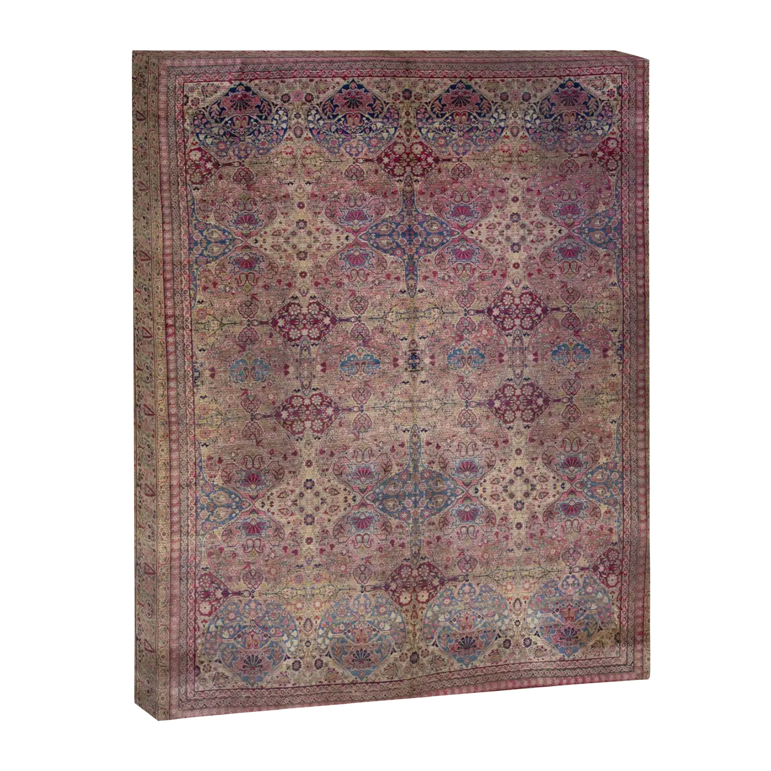Antique Persian Golden Plum Rose Kirman Rug Print Canvas Print Gallery Image 6