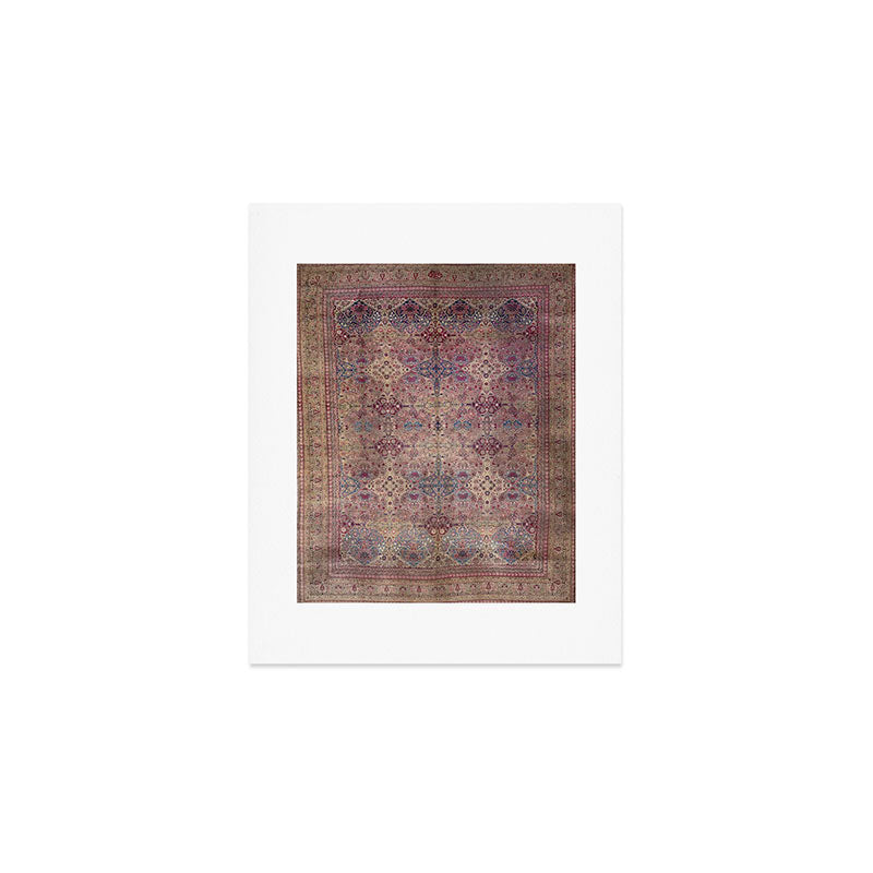 Antique Persian Golden Plum Rose Kirman Rug Print Art Print Gallery Image 1