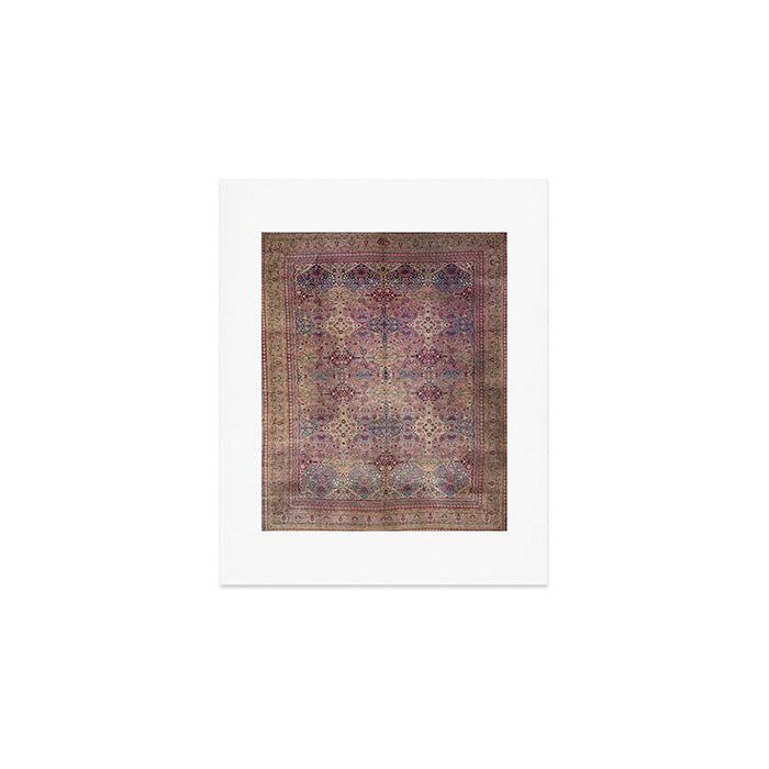 Antique Persian Golden Plum Rose Kirman Rug Print Art Print Gallery Image 1