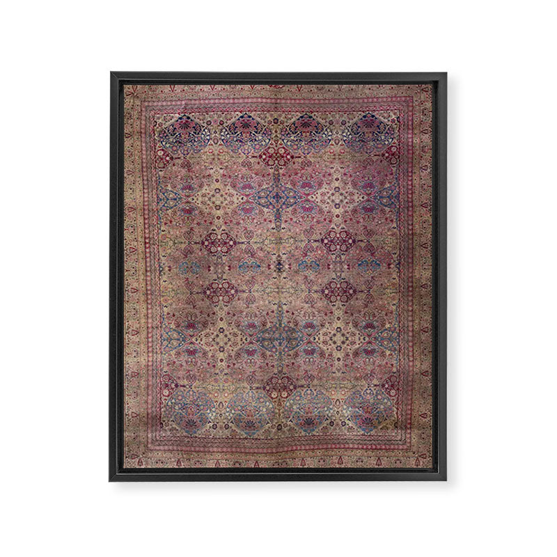 Antique Persian Golden Plum Rose Kirman Rug Print Framed Canvas Print Gallery Image 6