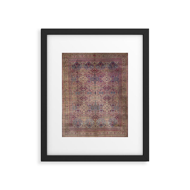 Antique Persian Golden Plum Rose Kirman Rug Print Framed Art Print Gallery Image 5