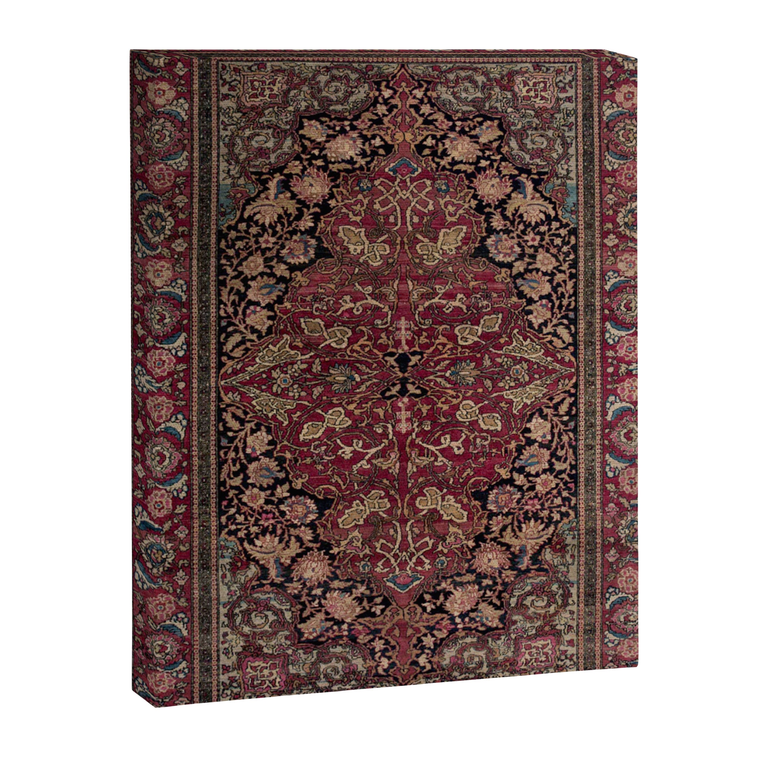 Antique Persian Isfahan Plum Burgundy Spice Carpet Canvas Print Gallery Image 6