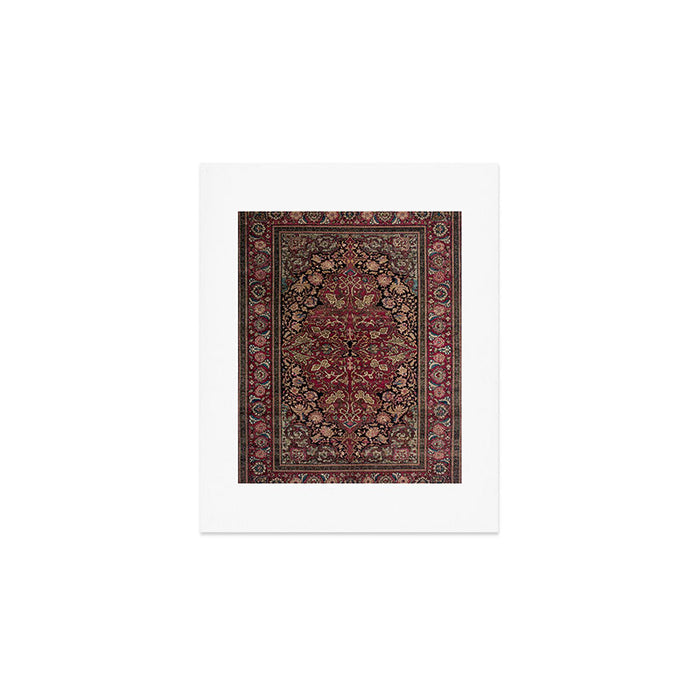 Antique Persian Isfahan Plum Burgundy Spice Carpet Art Print Gallery Image 1
