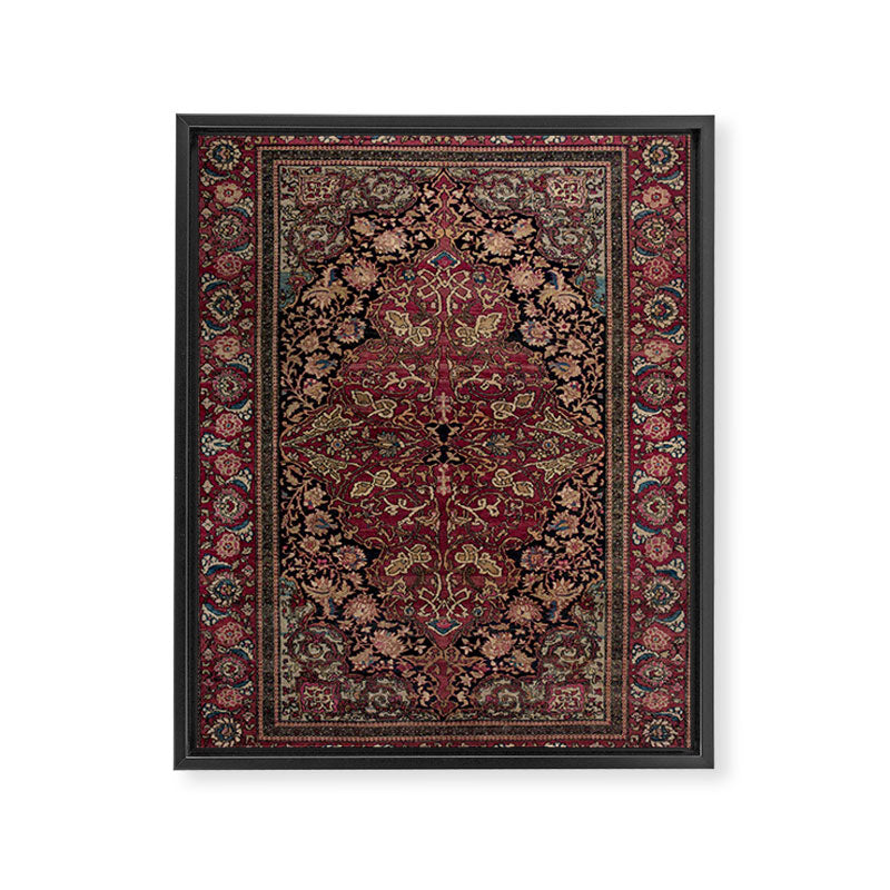 Antique Persian Isfahan Plum Burgundy Spice Carpet Framed Canvas Print Gallery Image 6