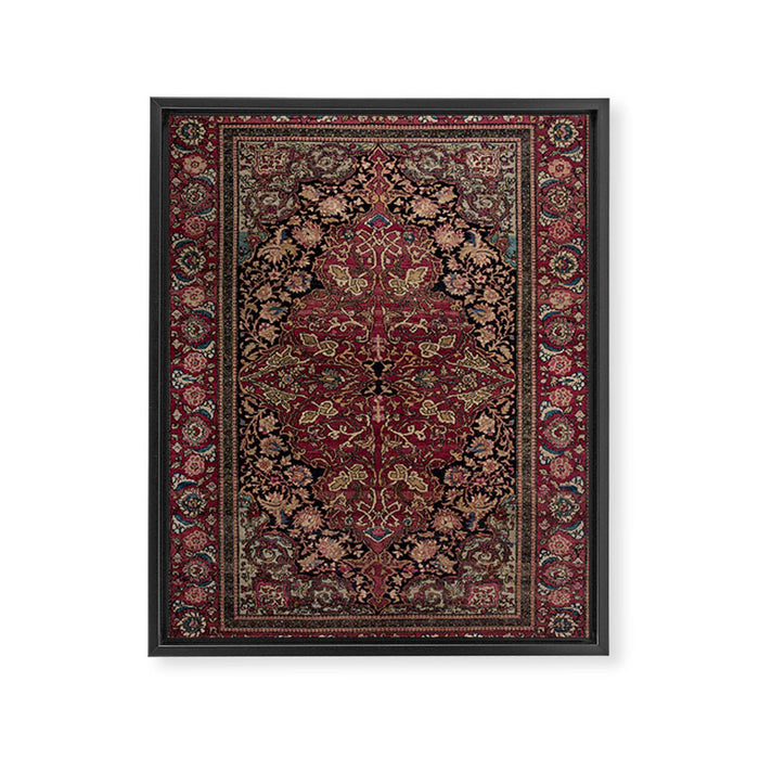 Antique Persian Isfahan Plum Burgundy Spice Carpet Framed Canvas Print Gallery Image 1