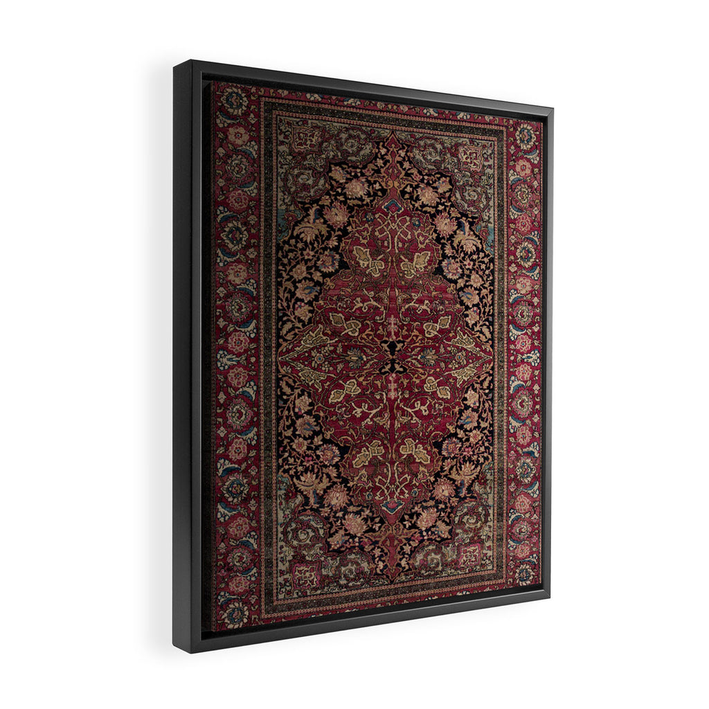 Antique Persian Isfahan Plum Burgundy Spice Carpet Framed Canvas Print Gallery Image 2