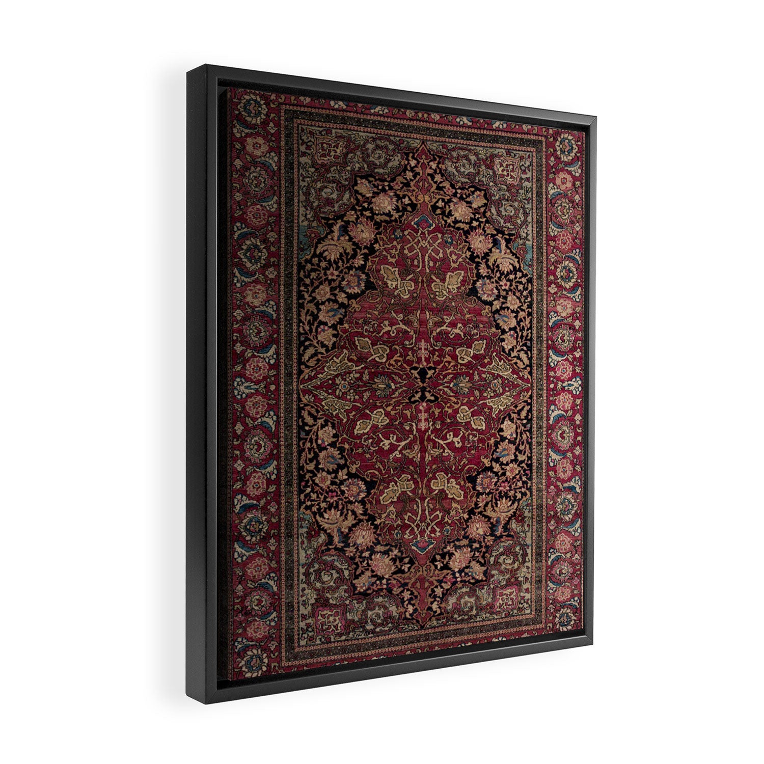 Antique Persian Isfahan Plum Burgundy Spice Carpet Framed Canvas Print Gallery Image 2