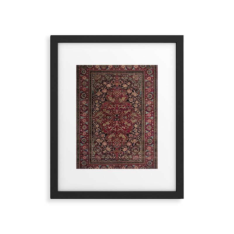 Antique Persian Isfahan Plum Burgundy Spice Carpet Framed Art Print Gallery Image 5