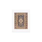 Antique Persian Navy Blue & Gold Beige Kerman Rug Print Art Print Gallery Image 1