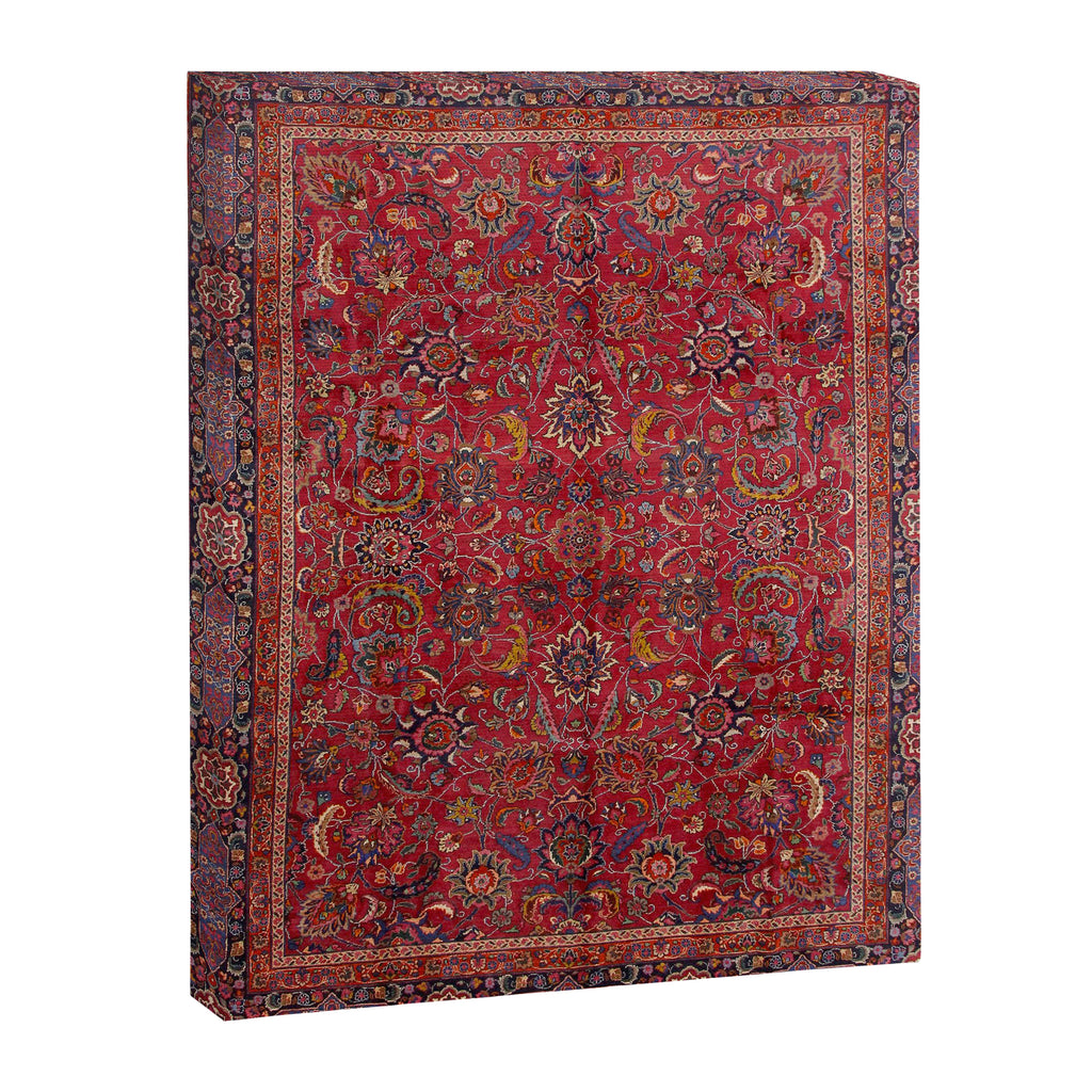 Antique Persian Rug Dark Wine Red Mashad Canvas Print Gallery Image 6