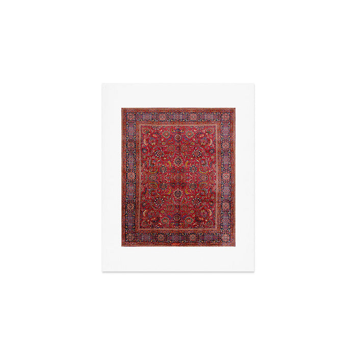 Antique Persian Rug Dark Wine Red Mashad Art Print Gallery Image 1