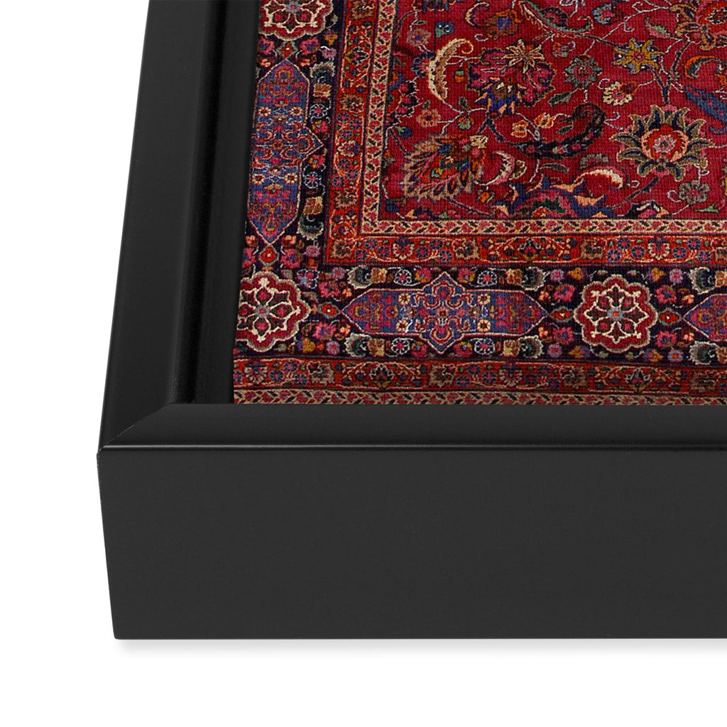 Antique Persian Rug Dark Wine Red Mashad Framed Canvas Print Gallery Image 3