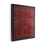 Antique Persian Rug Dark Wine Red Mashad Framed Canvas Print Gallery Image 2