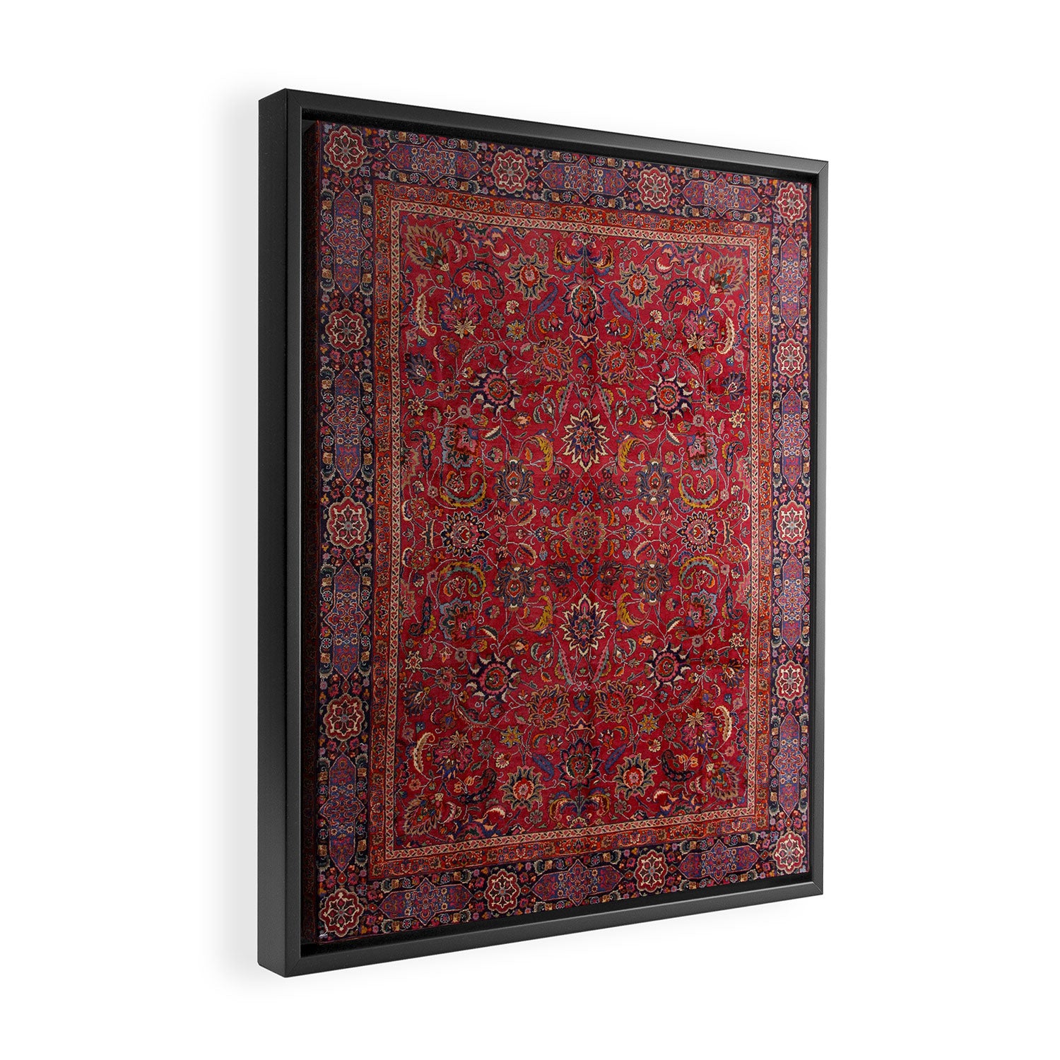 Antique Persian Rug Dark Wine Red Mashad Framed Canvas Print Gallery Image 2