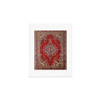 Antique Persian Rug Dark Wine Red Mashad  Art Print Gallery Image 1
