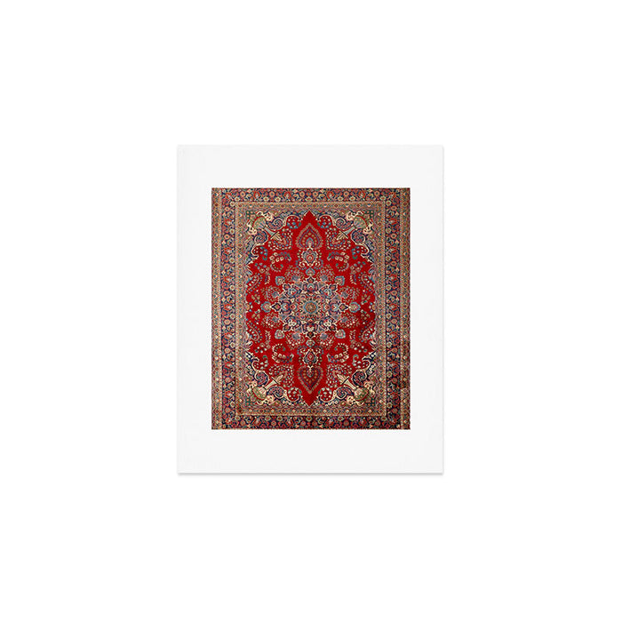 Antique Persian Rug Dark Wine Red Mashad  Art Print Gallery Image 1