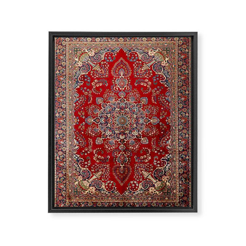 Antique Persian Rug Dark Wine Red Mashad  Framed Canvas Print Gallery Image 6