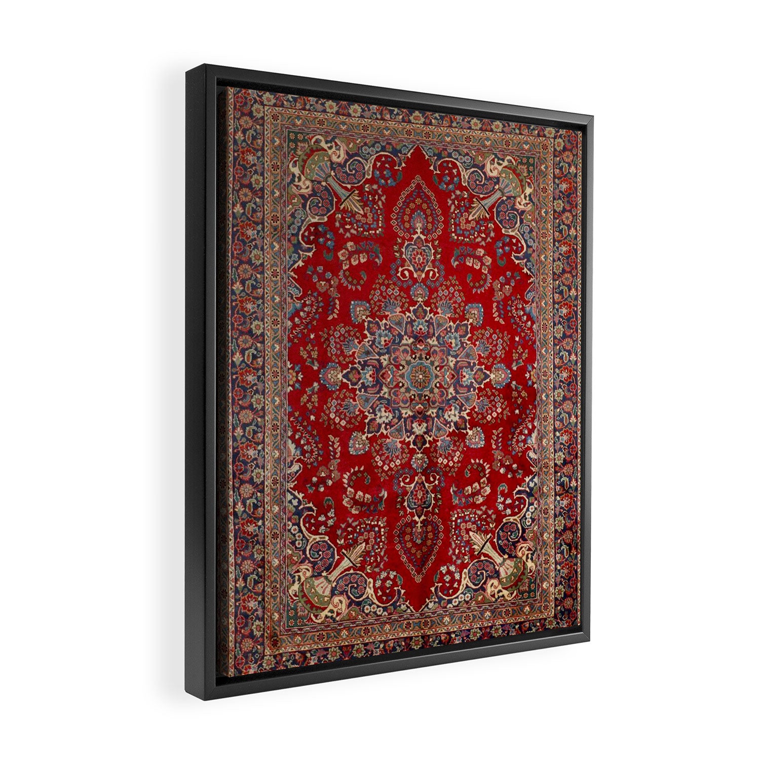 Antique Persian Rug Dark Wine Red Mashad  Framed Canvas Print Gallery Image 2