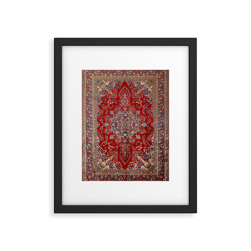 Antique Persian Rug Dark Wine Red Mashad  Framed Art Print Gallery Image 4