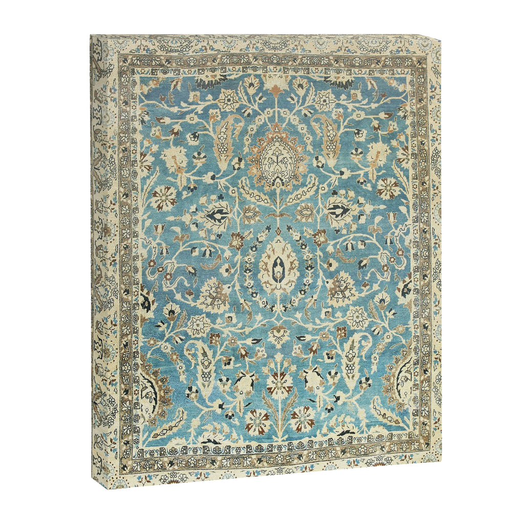 Antique Persian Rug Pastel Blue Cream Canvas Print Gallery Image 6
