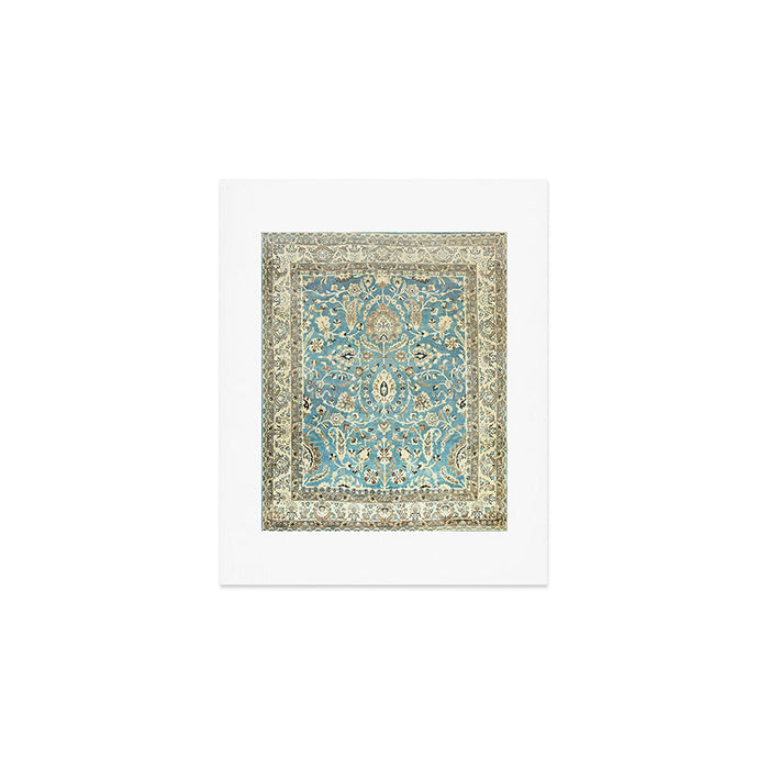 Antique Persian Rug Pastel Blue Cream Art Print Gallery Image 1