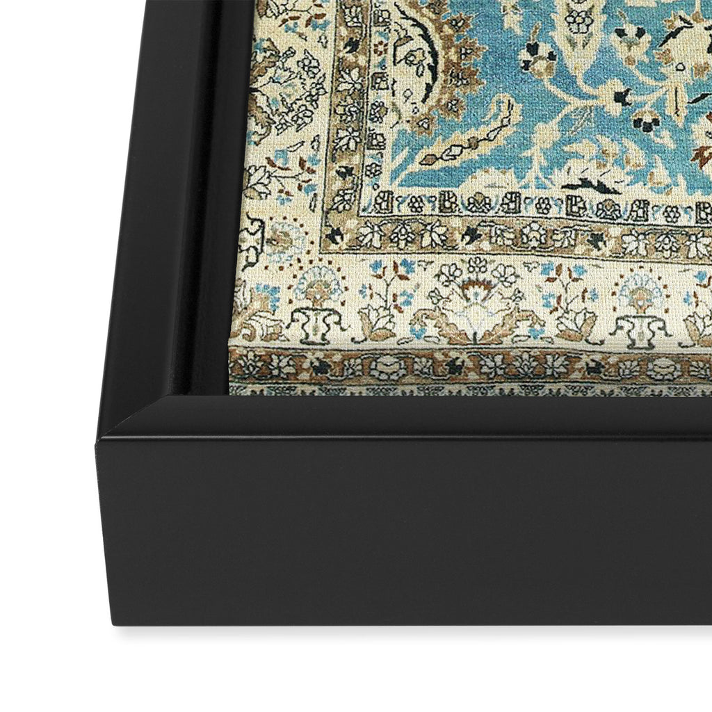 Antique Persian Rug Pastel Blue Cream Framed Canvas Print Gallery Image 3