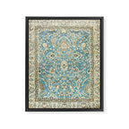 Antique Persian Rug Pastel Blue Cream Framed Canvas Print Gallery Image 6