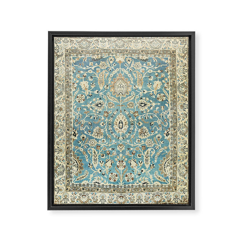 Antique Persian Rug Pastel Blue Cream Framed Canvas Print Gallery Image 6