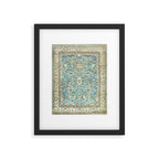 Antique Persian Rug Pastel Blue Cream Framed Art Print Gallery Image 5