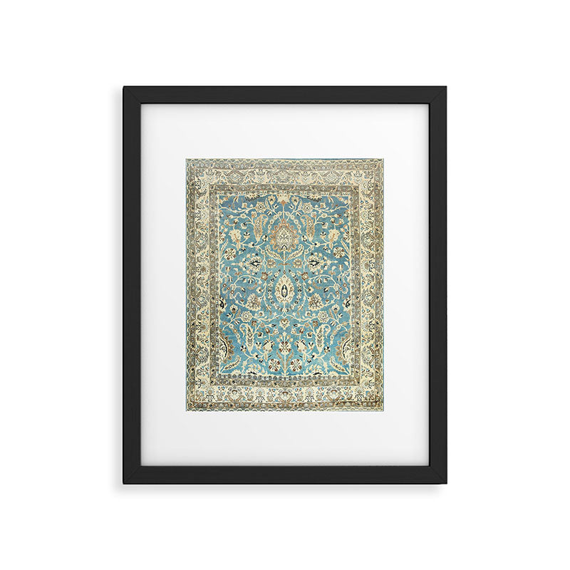 Antique Persian Rug Pastel Blue Cream Framed Art Print Gallery Image 5