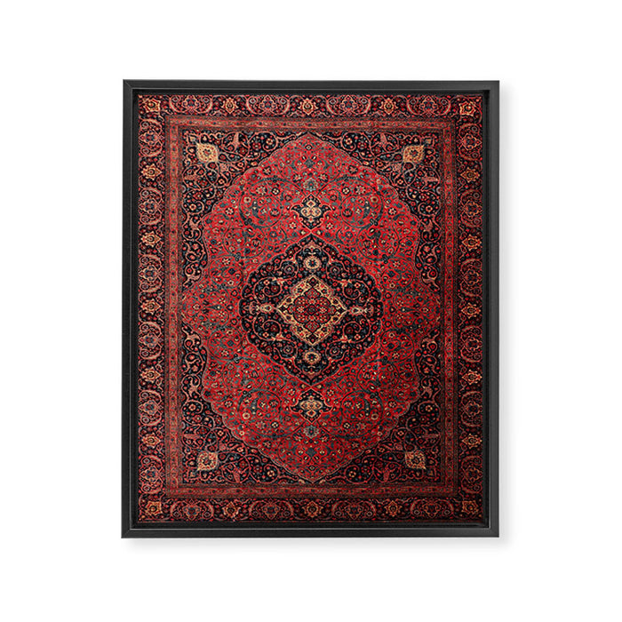 Antique Persian Rust Red Tabriz Rug Framed Canvas Print Gallery Image 1