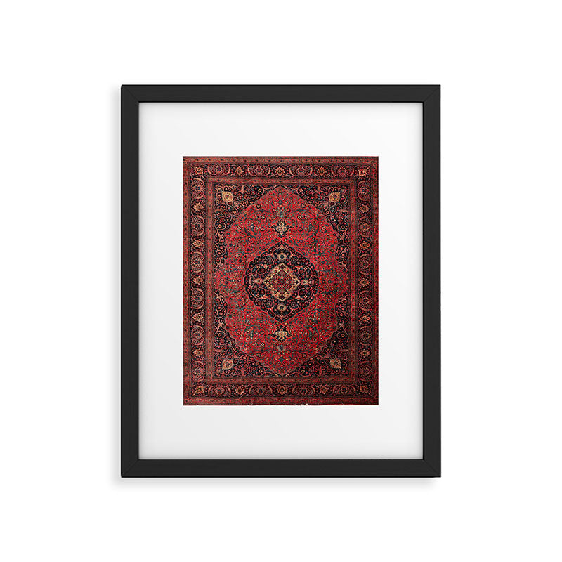 Antique Persian Rust Red Tabriz Rug Framed Art Print Gallery Image 5