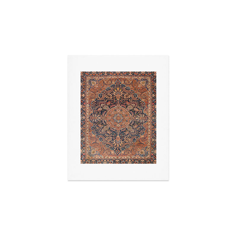 Antique Persian Tabriz Rust Red & Blue Art Print Gallery Image 1