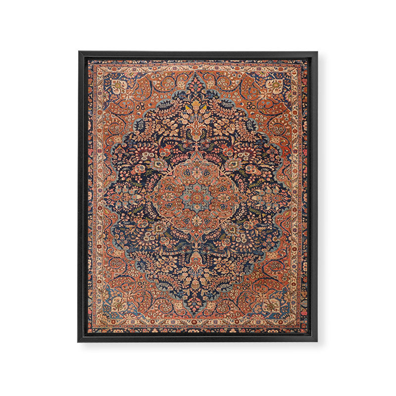Antique Persian Tabriz Rust Red & Blue Framed Canvas Print Gallery Image 6