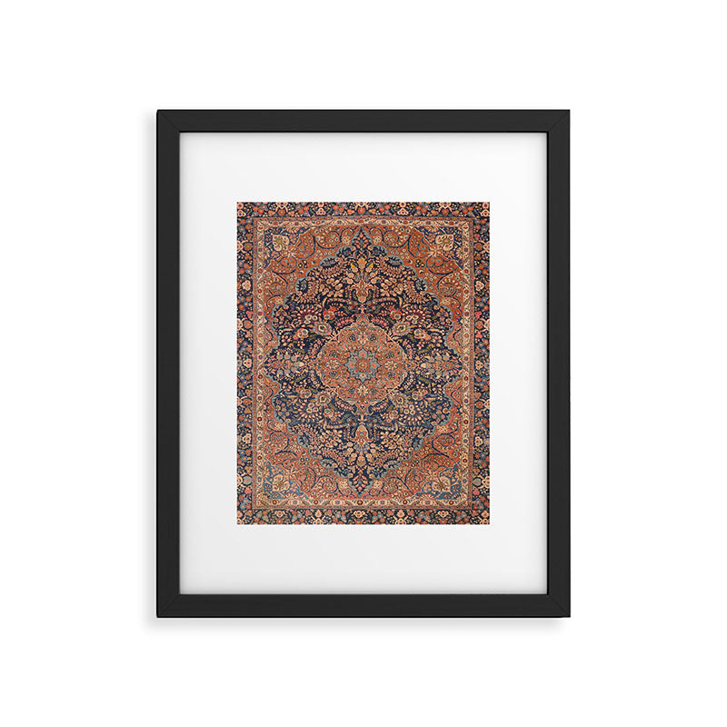 Antique Persian Tabriz Rust Red & Blue Framed Art Print Gallery Image 4