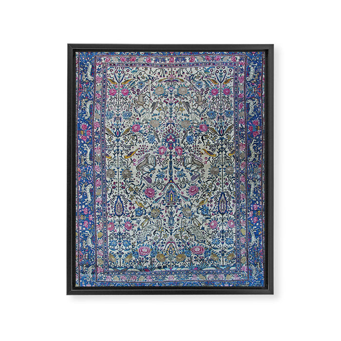 Antique Persian Tehran Midnight Purple Oriental Carpet Framed Canvas Print Gallery Image 1