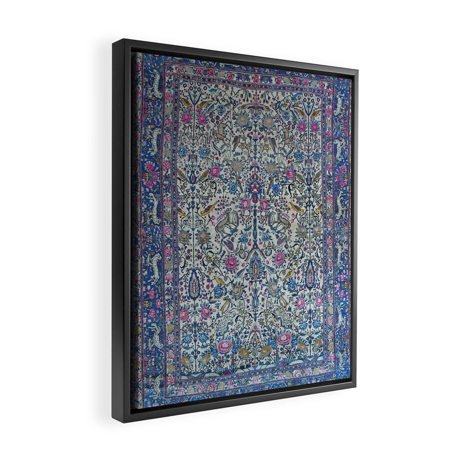 Antique Persian Tehran Midnight Purple Oriental Carpet Framed Canvas Print Gallery Image 2
