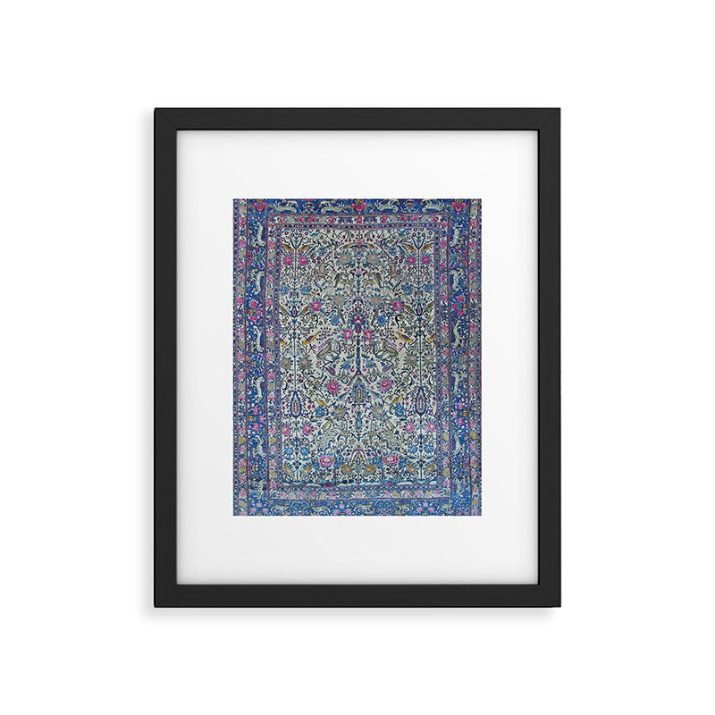 Antique Persian Tehran Midnight Purple Oriental Carpet Framed Art Print Gallery Image 5