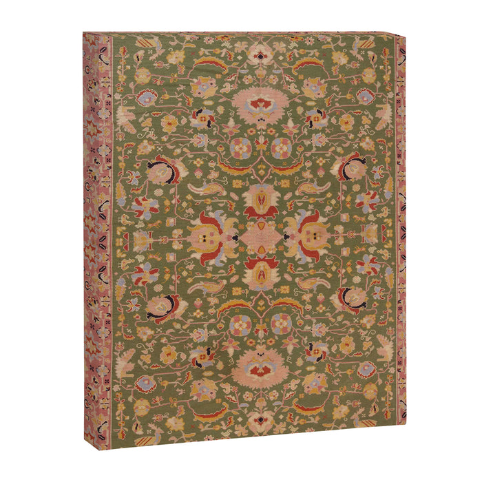 Antique Portuguese Needlepoint Rose Green Pattern Canvas Print Gallery Image 1