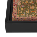 Antique Portuguese Needlepoint Rose Green Pattern Framed Canvas Print Gallery Image 3