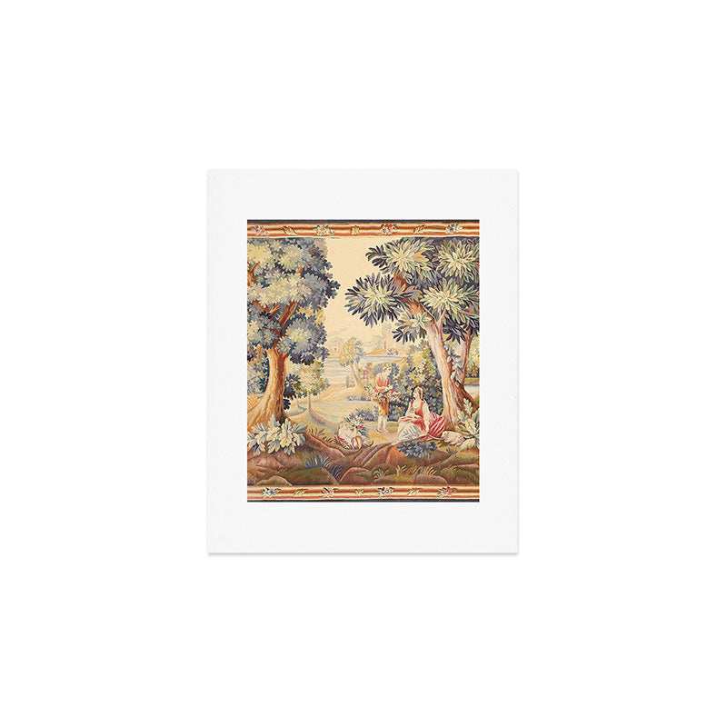Antique Rococo French Pastoral Tapestry Art Print Gallery Image 1