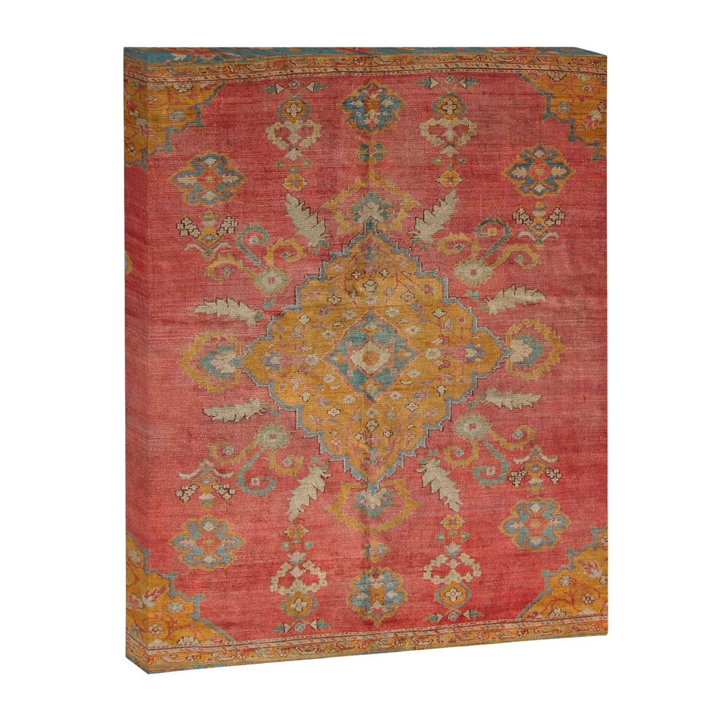 Antique Warm Coral Red & Burnt Orange Turkish Oushak Rug Print Canvas Print Gallery Image 8