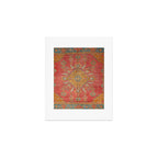 Antique Warm Coral Red & Burnt Orange Turkish Oushak Rug Print Art Print Gallery Image 1