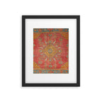 Antique Warm Coral Red & Burnt Orange Turkish Oushak Rug Print Framed Art Print Gallery Image 6
