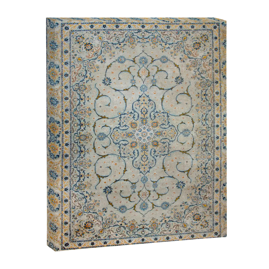 Art Deco Antique Kashan Powder Blue & Pale Gold Canvas Print Gallery Image 6
