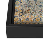Art Deco Antique Kashan Powder Blue & Pale Gold Framed Canvas Print Gallery Image 3