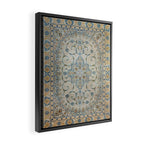 Art Deco Antique Kashan Powder Blue & Pale Gold Framed Canvas Print Gallery Image 2