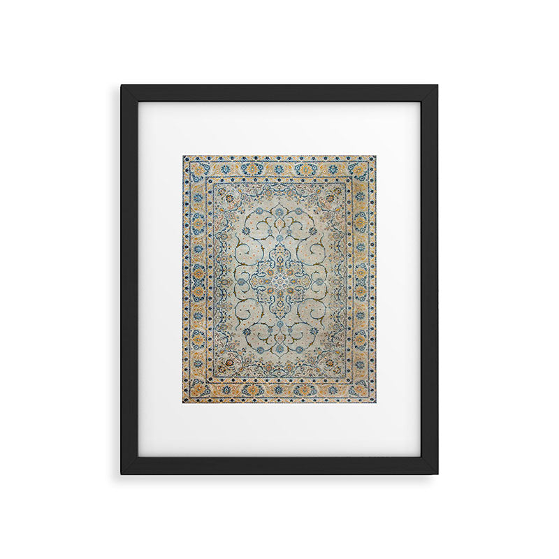 Art Deco Antique Kashan Powder Blue & Pale Gold Framed Art Print Gallery Image 4