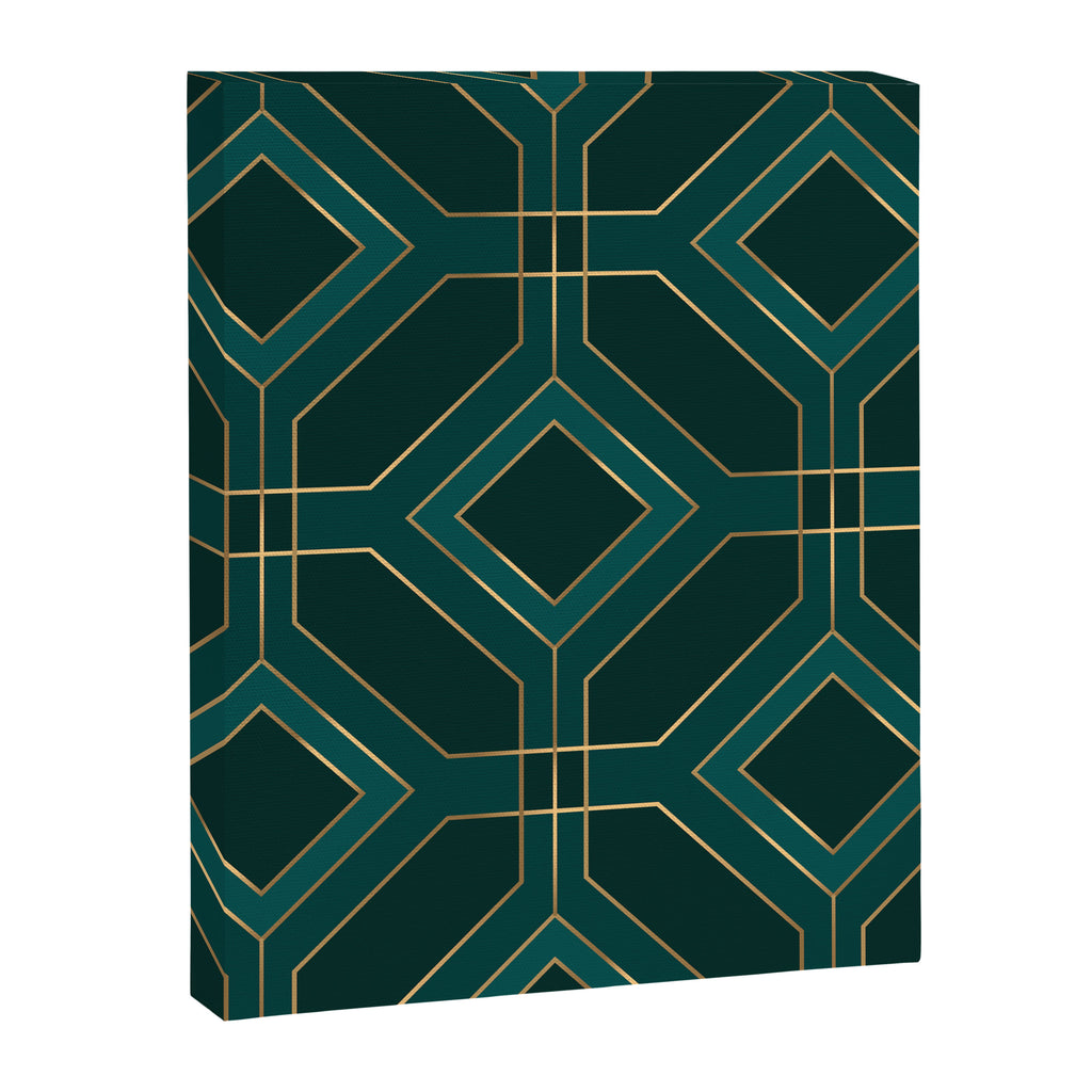 Art Deco Emerald Green & Gold Geometric Pattern Canvas Print Gallery Image 8
